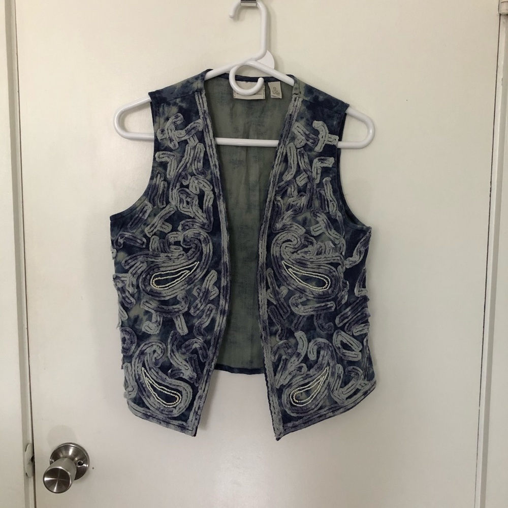 Chico’s Tie Dye Embellished Denim Vest